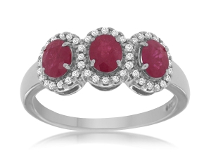 Kirk Signature 3 Stone Ruby Ring